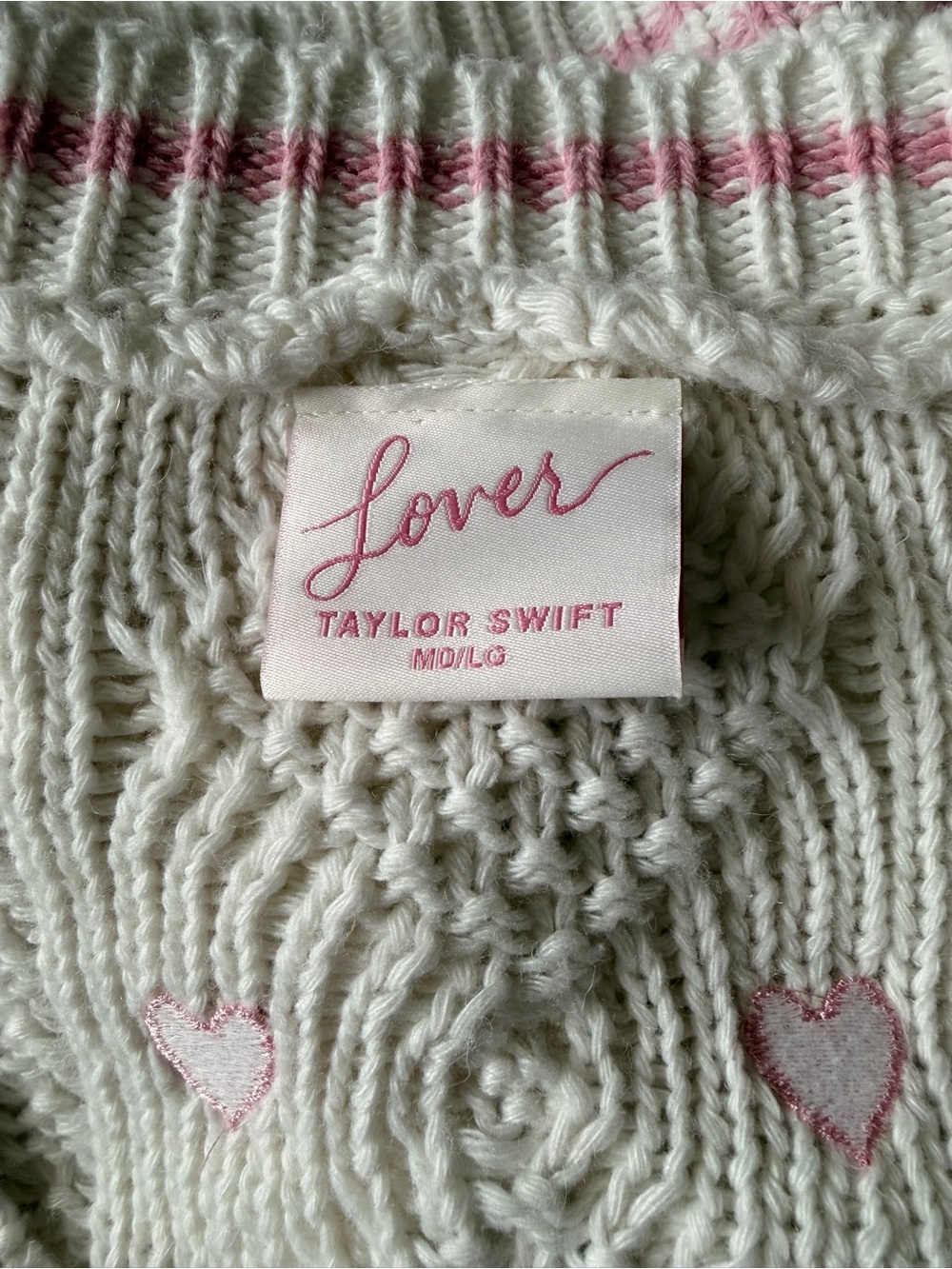 Taylor Swift- Lover Album Cardigan with Pink Hearts - Picture 5 of 7